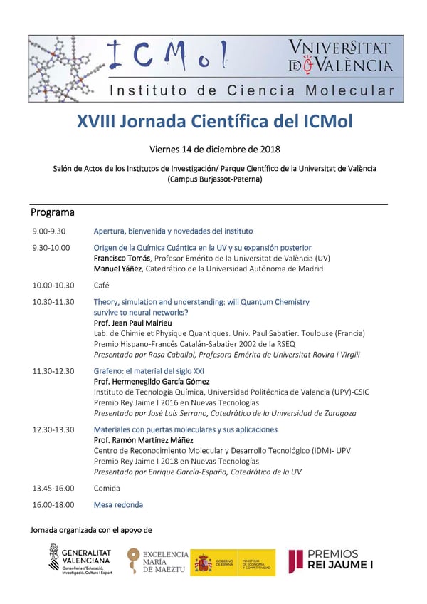 Cartel Jornada ICMol 2018