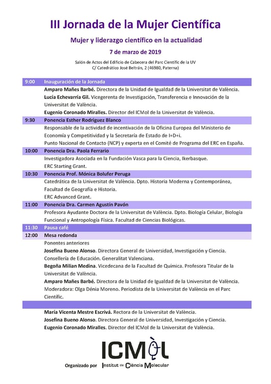 Programa III Jornada de la Mujer Científica